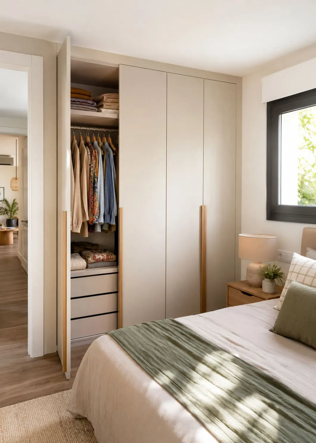 Armario abatible vertical instalado en vivienda del Aljarafe