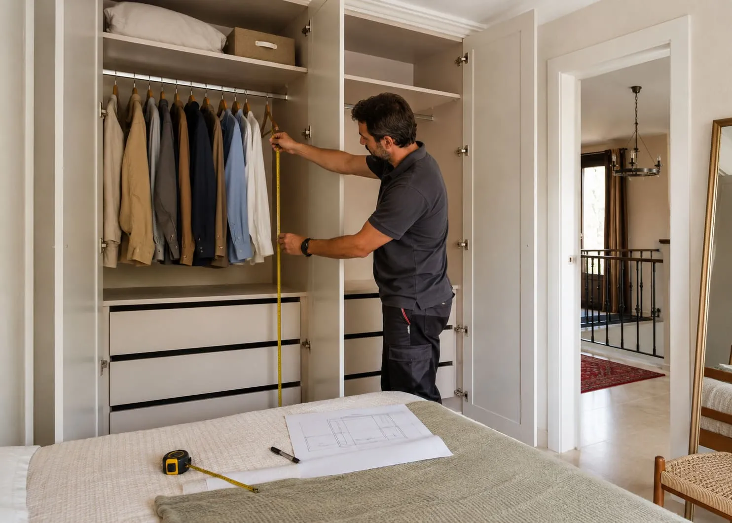 Armario abatible pequeño con interior organizado