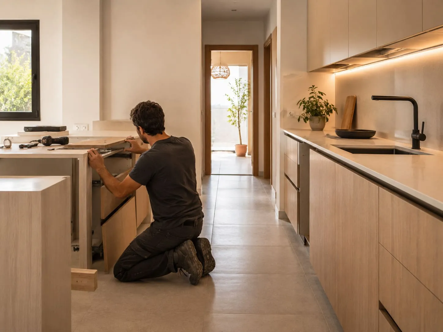Zonas de preparación, cocción y lavado conectadas sin cruces