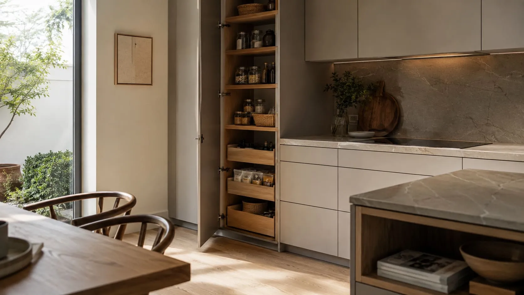 Frentes e interiores coordinados en una cocina fabricada a medida