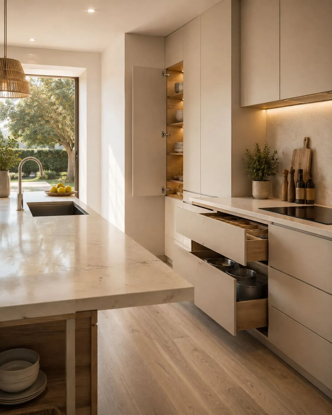 Cajones, bisagras y soluciones interiores de una cocina personalizada